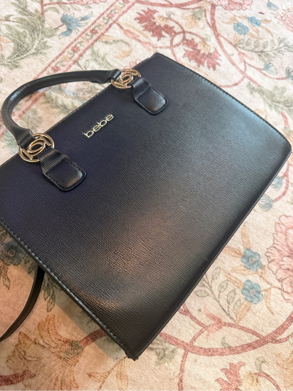 bebe Black Structured Tote with Matching Wallet and Gold Accents - Picture 10 of 15